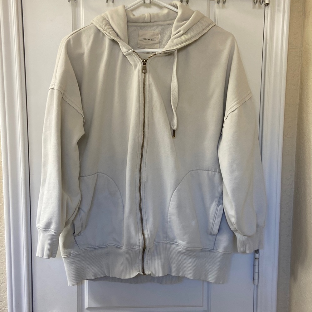American Eagle White Zip-up Jacket